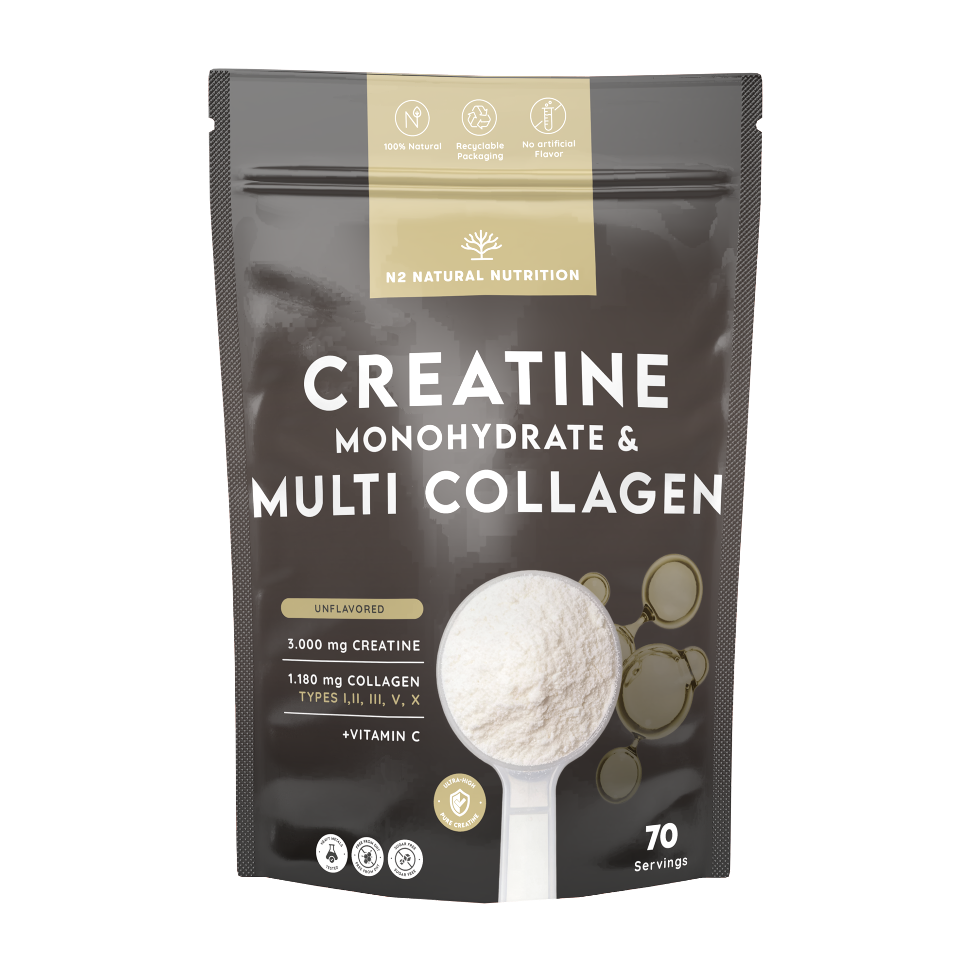Creatina monohidrato y multi colágeno