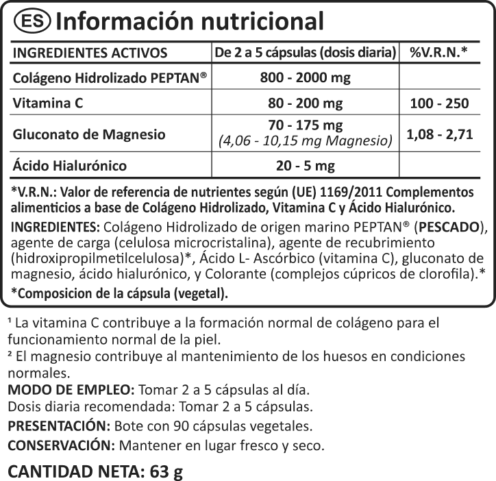 Colágeno Marino con Ácido Hialurónico 90 benefits