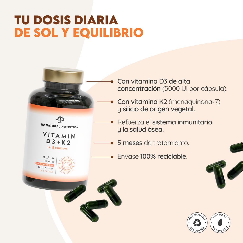 Vitamina D3 + K2 + Bambú