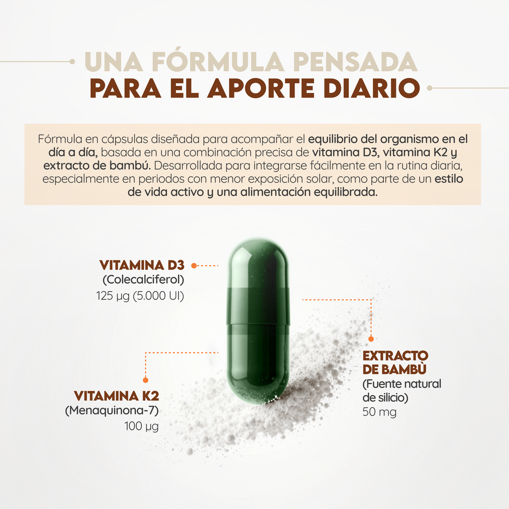 Vitamina D3 + K2 + Bambú